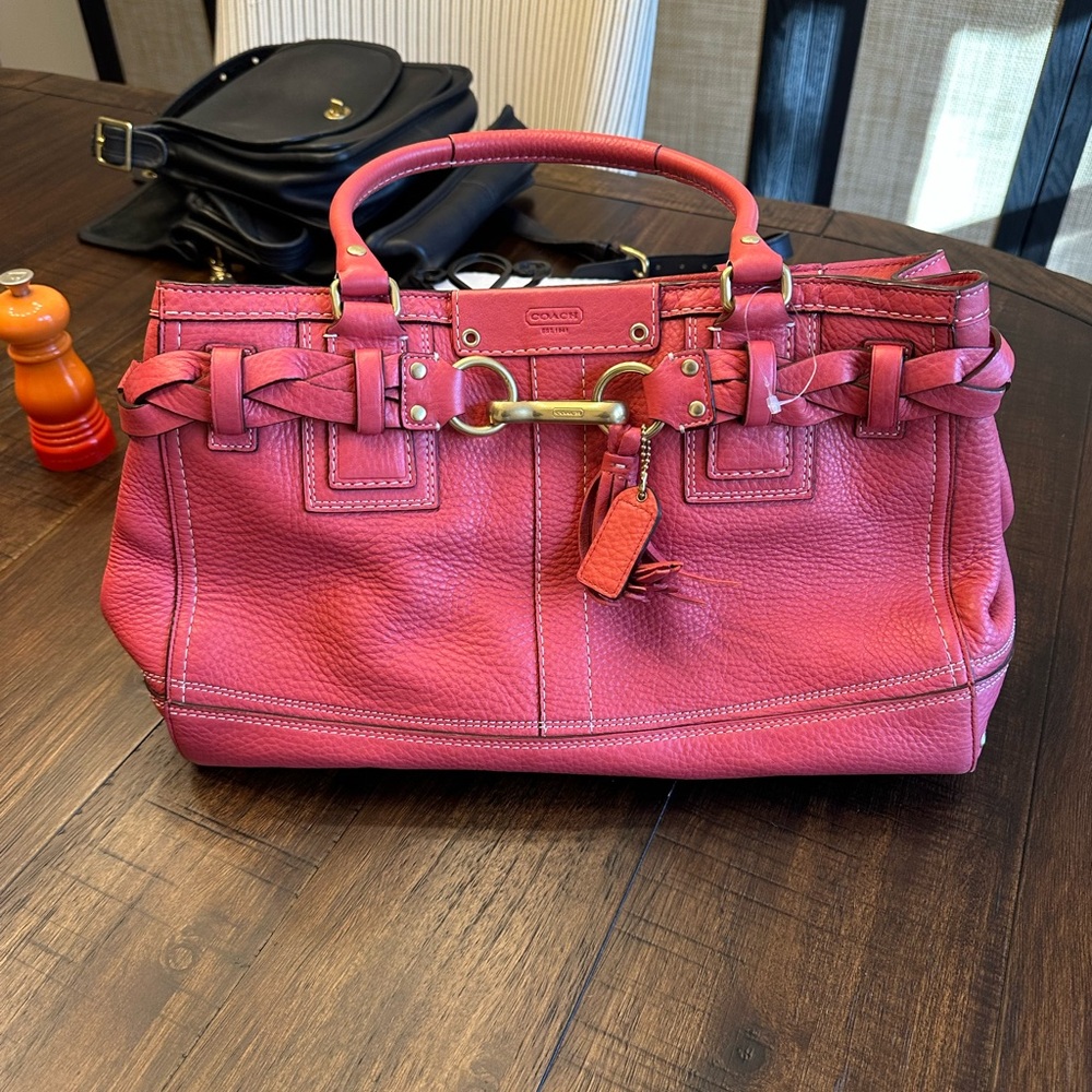 Coach Y2K Red Leather Satchel